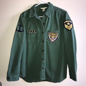 Forever 21 Green Military Patch Jacket
